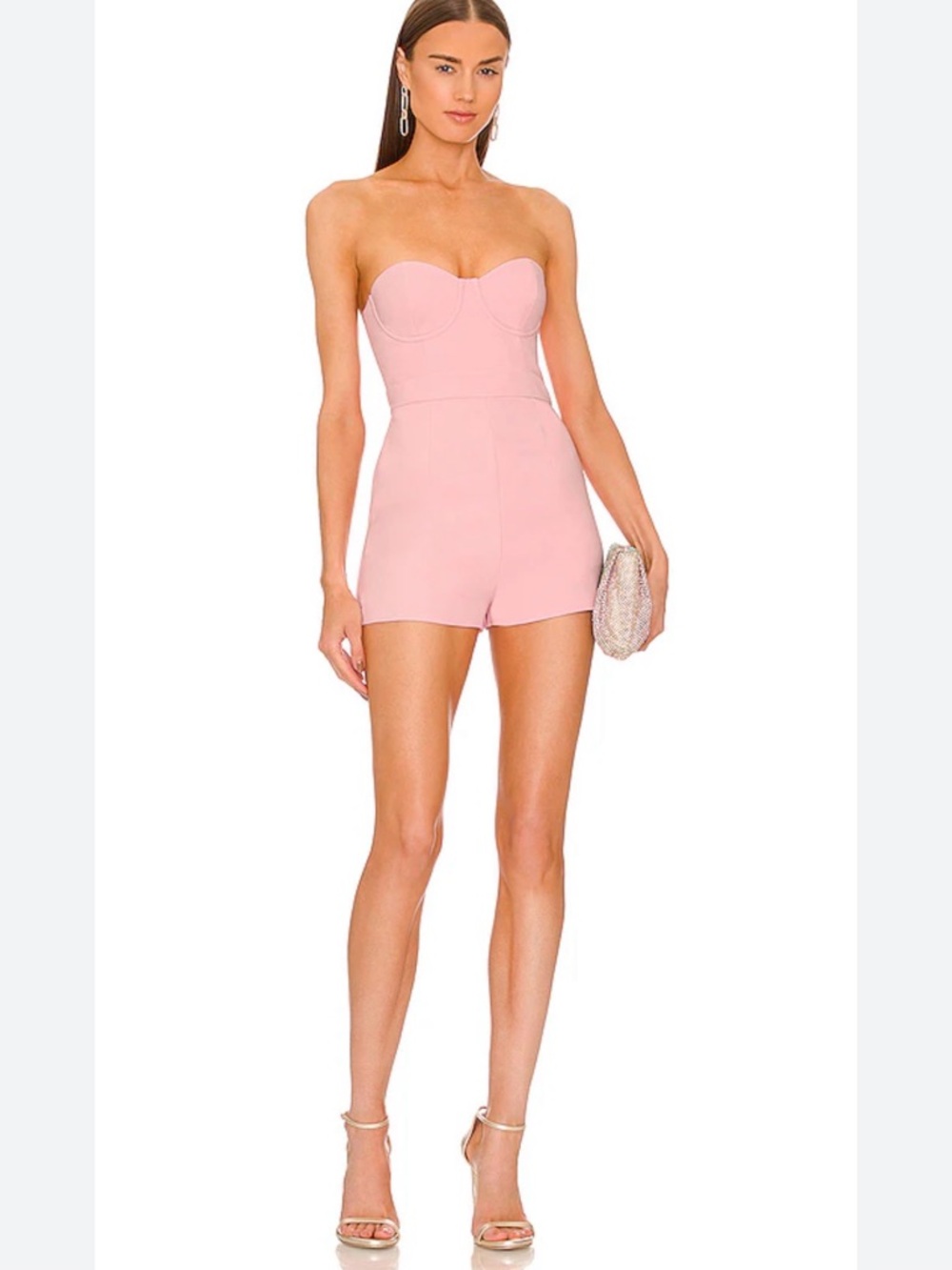 Michael Costello Strapless Pink Romper Jumpsuit